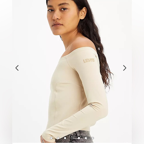 • Levi's long sleeved Bardot top tan cream xsmall - Picture 1 of 8